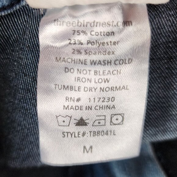 Three Bird Nest Womens Medium Jeans Bell Bottoms High Waisted Raw Hem Hippie - Picture 7 of 8